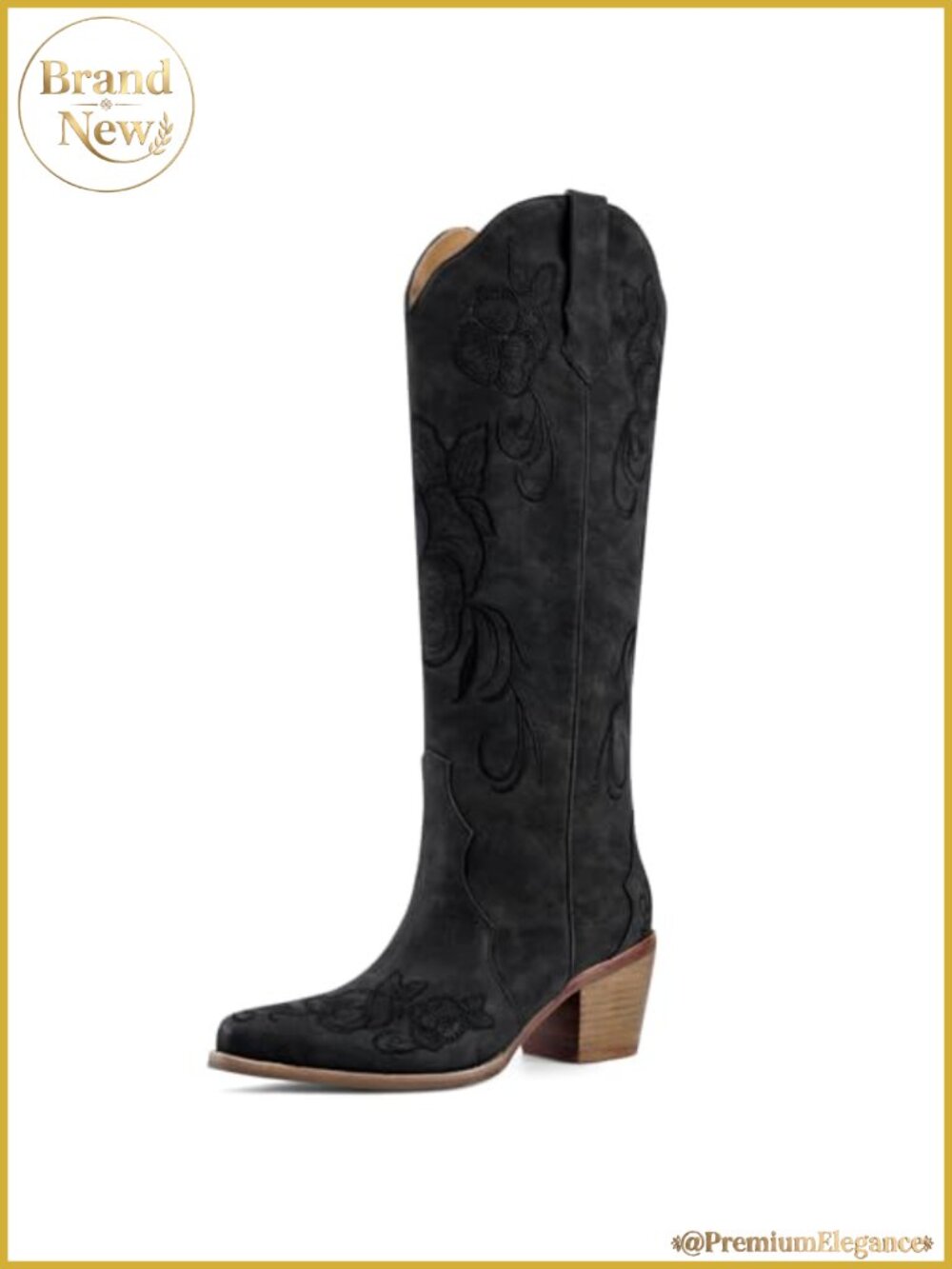 Faux Suede Knee High Cowboy Boots Snip Toe Western Boots for Women
